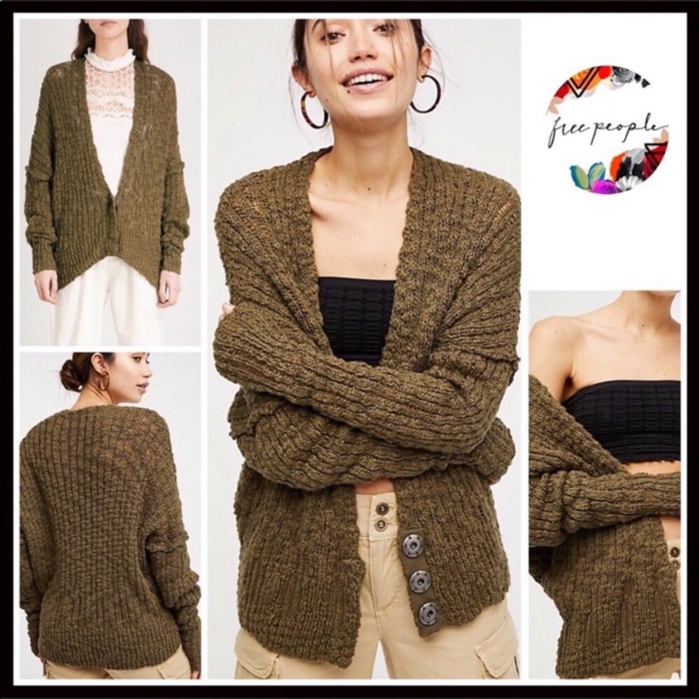 FREE PEOPLE RIBBED KNIT OVERSIZE LONG CARDIGAN A2C - Picture 8 of 8